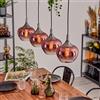 hofstein Lampada a sospensione Azurara, lampada 4 luci in metallo/vetro nei colori nero/rame/cromo/fumo, dal design vintage (Ø 18,5 cm), E27, max. 120 cm, sala da pranzo, soggiorno, cucina