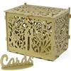 Jolik Grande Scatola per Buste Matrimonio con Serratura, Vintage Porta Buste di Carte di Nozze in Legno, Regalo per Ricevimento, Anniversario, Feste (Oro)
