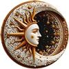 Papient Sole e luna motivo celeste con stelle e ornamenti cartello rotondo in metallo vintage cartello in metallo casa bar giardino interni ed esterni decorazione da parete retrò poster in metallo 20 x 20 cm
