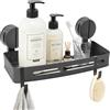 Flying Pottery Mensola Doccia Senza Foratura, Porta Sapone per Doccia a Ventosa, Mensola Doccia con 2 Ganci, per Shampoo Sapone Bagnoschiuma Porta Oggetti da Bagno (Grigio)