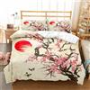 Tomifine Copripiumino Set Rose Flower Stampa Romantico Floreale Biancheria da letto Set Fiori Modello Copripiumino con federe in microfibra (Singolo 135x200 cm,Rosso Marrone)