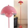 Alpinaluz Lampada da Terra in Metallo con Paralume Bombato - Design Retro Nordico - Luce Indiretta Verso il Basso - E27 - Interruttore a Pedale - Per Salotto e Interni (Rosa)