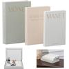 CHARMNAIL Set di 3 Libri Decorativi Finti in Lino con Chiusura Magnetica, Scatole Libro Decorativo per Arredamento con Stampa Dorata, Idee per Riposto e Decorare la Casa