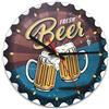 Fitwish Orologio da parete vintage in MDF, diametro 30 cm, con riproduzione tappo birra e stampa boccali di birra per decorare la casa in maniera originale, ideale per tutti gli ambienti della casa.