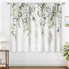 oolygoo Tende per finestre con foglie di eucalipto e fiori, fantasie di piante e fiori selvatici, per camera da letto, soggiorno, 2 pannelli, verde salvia, 107 x 114 cm (l x h)
