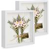 Anhow 3D Cornici per Foto 13x13 cm, 2 Pezzo Profonda 3 cm Cornice Foto con Foglio Vetro Trasparente - Bianco/ 2 Pezzo