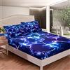 Homemissing Set di lenzuola con angoli e federe per cuscini,ragazzi, galassia Lightning in spazio, colore: Blu e bianco, 2 pezzi
