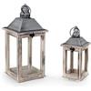 Gicos Set 2 Lanterne decorative porta candele stuttura in legno vetro e metallo shabby chic casa giardino KMK-837791