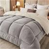 RRNAR Piumino Matrimoniale Invernale Caldo Piumone, Trapunta Invernale in Lana di Agnello, Coperta Matrimoniale Queen Size Singola Doppia Cashmere, Lavabile in Lavatrice,A,220x240cm(5kg)
