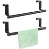 Pizsieat 2 Pezzi 36cm Porta Strofinacci Cucina Senza Forare Sopra Porta Asciugamani da Appendere Appendi Strofinacci in Acciaio Inossidabile Portasciugamani per Cucina Bagno Porte (Nero)