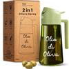WELCOMAT Oliera Spray - 470 ml - Olio di Oliva, Spruzzino Olio Per Friggitrice ad Aria, 2 in 1, Spray Nebulizzatore, Spruzzatore, Dosatore, Accessori Cucina, in Vetro, per Insalata, Bbq