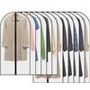 LIAILA 12 Pz Hanging Garment Bags, Custodia Porta Abiti in PEVA Trasparente, Breathable Suit Bag Antipolvere Impermeabile con Cerniera per Giacca Smoking Camicie (60x100/120cm)