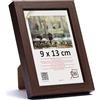 3-B MEGA - Cornice portafoto in legno, colore marrone scuro (noce con venature ottiche), 9 x 13 cm, cornice in legno con vetro acrilico