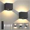 T-SUN 2 Pezzi Applique a Muro con Sensore di Movimento con Telecomando, 3 Modalità Lampada da Parete Ricaricabile Senza Fili, Applique a Muro Alto e Basso con Timer per Interni/Esterni