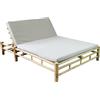 Milani Home - letto da giardino, bamboo e tessuto, 2 posti, grigio e marrone chiaro, 210 x 150 x 36 cm