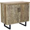 Milani Home - madia credenza 2 ante in legno e metallo, legno naturale e nero, 90 x 45 x 83 cm