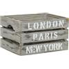 Milani Home - set 3 cassette in legno grigio, stile industrial vintage, portatutto decorativo, 4 misure, 42 x 31 x 25 cm