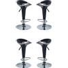 Milani Home - Set Di 4 Sgabelli Da Bar Albergo Hotel Sedia Cucina Con Poggiapiedi Altezza Regolabile Girevole Stile Moderno Di Design Contemporaneo , 38.5x38.5x65-86.5 - Nero