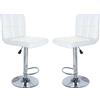 Milani Home - Set Di 2 Sgabelli Da Bar Albergo Hotel Sedia Alta Cucina Con Poggiapiedi Altezza Regolabile Girevole Stile Moderno Di Design Contemporaneo In Pelle finta Ecopelle Comodo, 51x46x95-115.5 - Bianco
