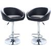 Milani Home - Set Di 2 Sgabelli Da Bar Albergo Hotel Sedia Cucina Con Poggiapiedi Altezza Regolabile Girevole Stile Moderno Di Design Contemporaneo , 47.5x52.5x80.5-101.5 - Nero