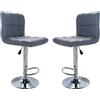 Milani Home - Set Di 2 Sgabelli Da Bar Albergo Hotel Sedia Alta Cucina Con Poggiapiedi Altezza Regolabile Girevole Stile Moderno Di Design Contemporaneo In Pelle finta Ecopelle Comodo, 51x46x95-115.5 - Grigio chiaro