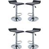 Milani Home - Set Di 4 Sgabelli Da Bar Albergo Hotel Sedia Cucina Con Poggiapiedi Altezza Regolabile Girevole Stile Moderno Di Design Contemporaneo , 39.5x38.5x63.5-84 - Nero