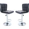 Milani Home - Set Di 2 Sgabelli Da Bar Albergo Hotel Sedia Alta Cucina Con Poggiapiedi Altezza Regolabile Girevole Stile Moderno Di Design Contemporaneo In Pelle finta Ecopelle Comodo, 51x46x95-115.5 - Nero