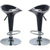 Milani Home - Set Di 2 Sgabelli Da Bar Albergo Hotel Sedia Cucina Con Poggiapiedi Altezza Regolabile Girevole Stile Moderno Di Design Contemporaneo , 38.5x38.5x65-86.5 - Nero