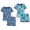 Amazon Essentials Set pigiama unisex per bambini, in cotone, vestibilità aderente, blu acqua pallido/rosso/bianco/a righe/sì, 8