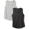 Amazon Essentials Top senza maniche in 100% Cotone, Vestibilità Regolare Donna, Pacco da 2, Carbone/Grigio Chiaro Puntinato, S