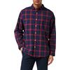 Amazon Essentials Camicia in Popeline Elasticizzato A Manica Lunga dalla vestibilità Regolare Uomo, Blu Marino Rosso Buffalo Plaid, M