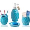 Comfify Set di accessori per il bagno - 4 forni Set da bagno in ceramica con dispenser per sapone liquido o lozione, portaspazzolino, bicchiere e portasapone - Set decorativo con dettagli in rilievo