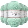 Utopia Crafts Velvet Lux - Filato di ciniglia super morbido per lavorare a maglia e uncinetto, 5 confezioni da 100 g (color foglia di tè chiaro)