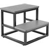 ROTTOGOON Sgabello a 2 gradini per adulti e bambini, antiscivolo, in legno, telaio in metallo con portata di 500 kg, design arrotondato, poggiapiedi per cucina, bagno, camera da letto, roulotte