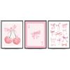 ETVISO Set di 3 stampe artistiche da parete con fiocchi rosa alla moda, decorazione per la stanza delle ragazze, fiocchi rosa, poster artistici da parete per camera da letto e soggiorno, 20 x 25 cm