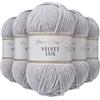 Utopia Crafts Velvet Lux - Filato di ciniglia super morbido per lavoro a maglia e uncinetto, 5 confezioni da 100 g (grigio)