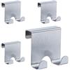 Relaxdays Ganci da Porta, Set 4 Appendini Sopraporta Doppi, da Appendere, Appendiabiti Bagno Corridoio & Camera, Argento