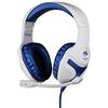 Konix FFF Cuffie da gioco con cavo PS-400 per PC, PS4, PS5, Switch e Xbox - Microfono a 45° - Cavo da 1,5 m - Presa jack da 3,5 mm - Bianco e blu