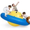 FANTASK Altalena gonfiabile a cupola per bambini, 223 cm, per bambini, con 6 maniglie integrate (giallo + blu)