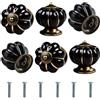 Bikasun 6 Pezzi pomelli per mobili a forma di zucca nero, pomelli vintage in ceramica nero, pomelli per armadi con viti, pomelli per cassetti per armadi, maniglie decorative per mobili