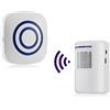 HommyFine Rilevatore di allarme con sensore di movimento per la sicurezza domestica, wireless, per visitatori d'affari, con sensore di movimento PIR e ricevitore plug-in per affari, casa e ufficio