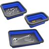 TXHKNX 3 Pezzi Vassoio Magnetico da Officina in Silicone, Pieghevole, Accessorio Magnetico per Carrello da Officina, Ideale per Piccoli Bulloni, Viti, Dadi, Inserti e Altri Piccoli Componenti e Utensili, Blu