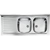 Yellowshop - Lavello appoggio inox piano sx 2 vasche dx cm 120x50 con sifone e piletta Mondial