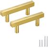 Meisax - 10 maniglie per armadio, oro, distanza tra i fori 64 mm, maniglie per mobili in oro, maniglie per armadietti da cucina in acciaio inox, con viti