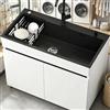 Qwerjkl Lavello Autoportante Esterno con Mobile Alluminio Nido d'Ape, Lavandino Acciaio Inox con Rubinetto Miscelatore e Dispenser Sapone, per Garage/Giardino, Bianco, 68x45x85 cm