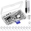 ZKSM Occhiello Strumento Kit 12mm ZKSM 100Set di Occhielli Grommet Rondelle con Strumenti di Installazione Occhiellatrice per Teloni Borse Scarpe Abbigliamento Argento
