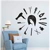 WYFCL Adesivo Murale Per Parrucchiere Strumenti Per Parrucchiere Adesivi Murali Parrucchiere Murale Orologio Murale Forma Negozio Di Barbiere Decorazione Per Salone Di Bellezza 57X52Cm