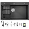 Qwerjkl Lavello Cucina Vasca Singola 68x45 cm in Acciaio Inox Satinato - Lavello Sottopiano Professionale con Miscelatore, Dispenser Sapone e Kit di Scarico - Antigraffio, Silenzioso & Facile Pulizia