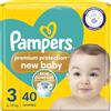 Pampers Premium Protection Baby Taglia 3, 40 pannolini, 6kg-10kg, pacchetto essenziale, doppia protezione per la pelle e contro le perdite