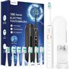 YTEATH PRO Spazzolino Elettrico Sonico per Adulti Bambini - Spazzolino Denti con 8 Testine e Custodia da Viaggio, 5 Modalità, Impermeabile IPX7, Spazzolino Elettrico da Viaggio Ricaricabile, Bianco Avorio